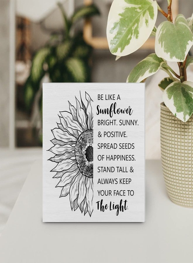 YIDOU Country Sunflower Wood Box Sign Decor Desk Sign Be Like a Sunflower Bright Quote Wooden Box Block Sign Rustic Home Office Shelf Wall Decoration - Image 5